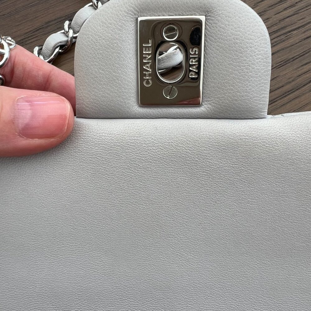 Chanel Classic Mini Rectangular, Grey Lambskin Le… - image 4